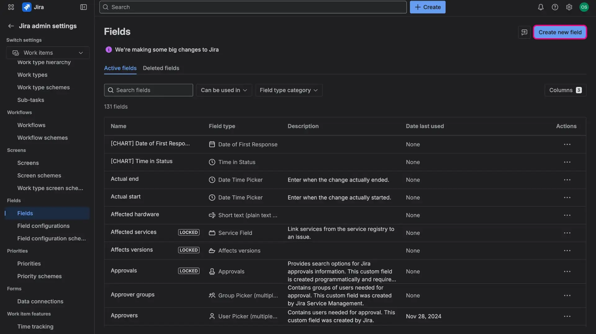 Creating a new custom field for the HubSpot Jira integration.