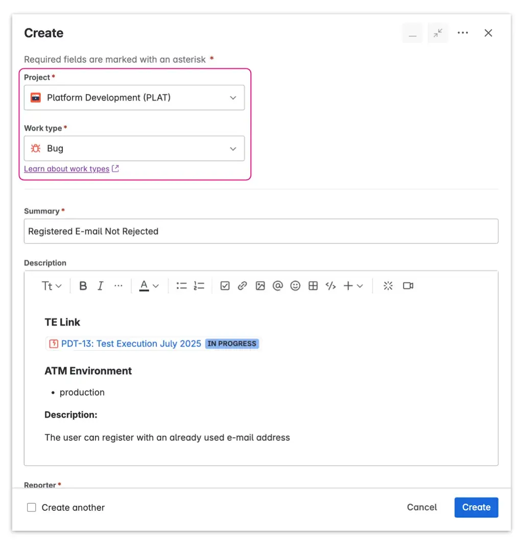 Utilizing defect tracking in Jira to manage the full lifecycle of a bug, from initial reporting through to verification and closure.