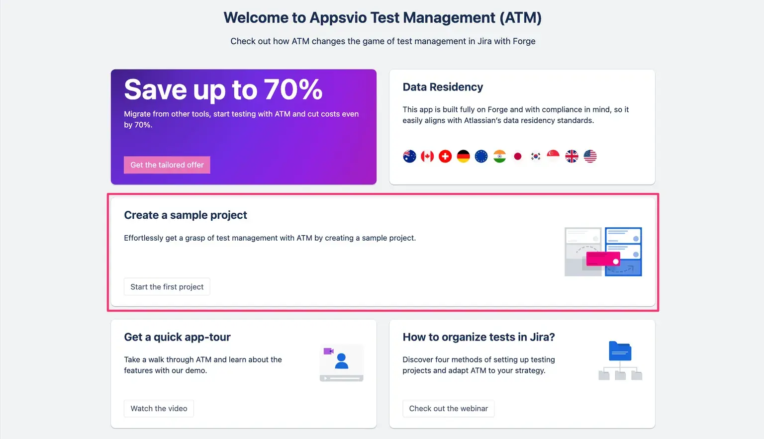 An example Jira testing project dashboard displaying the execution progress, status distribution, and a list of assigned test cycles.