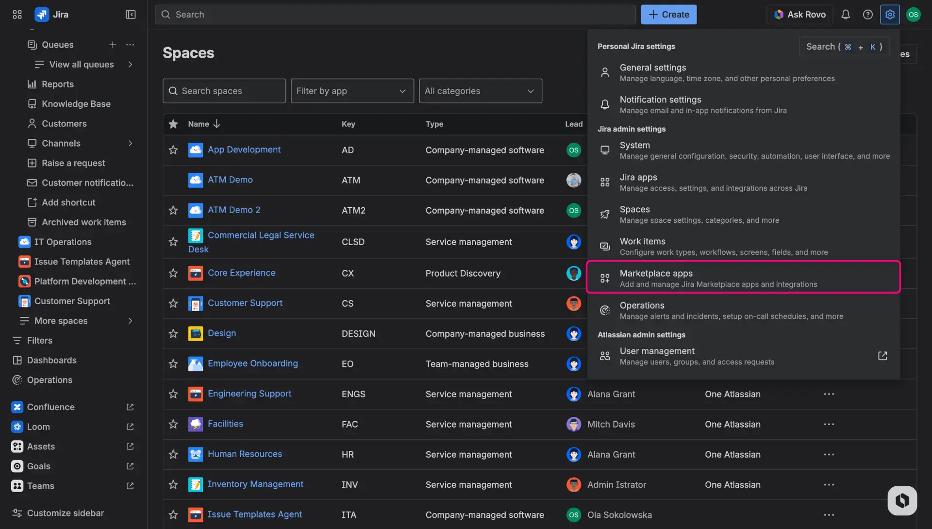 Accessing general settings in Jira - another space for Feature Bundle configuration.