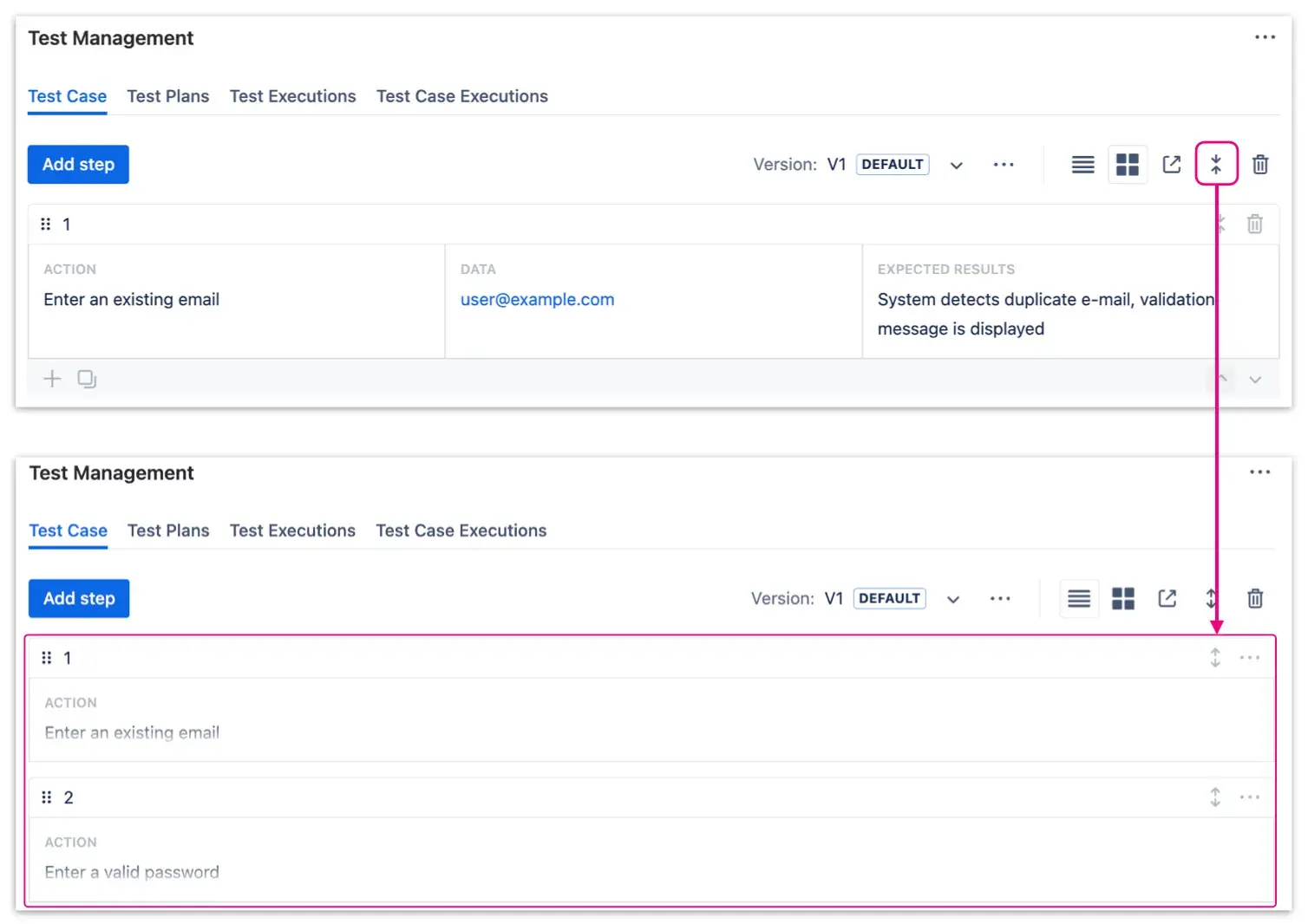 Expanding the Test Steps details in order to use the rich text editor to format complex instructions within a test case step for better clarity.