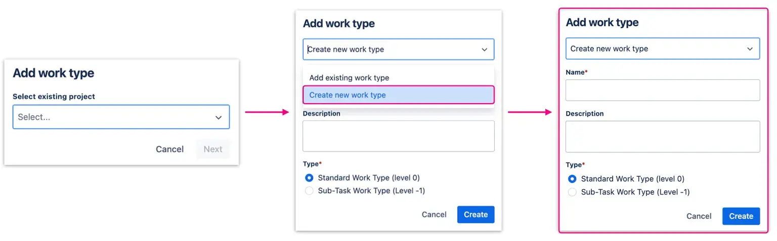 Dialog window for adding new Jira work types to the Testing Project in Appsvio Test Management tool.
