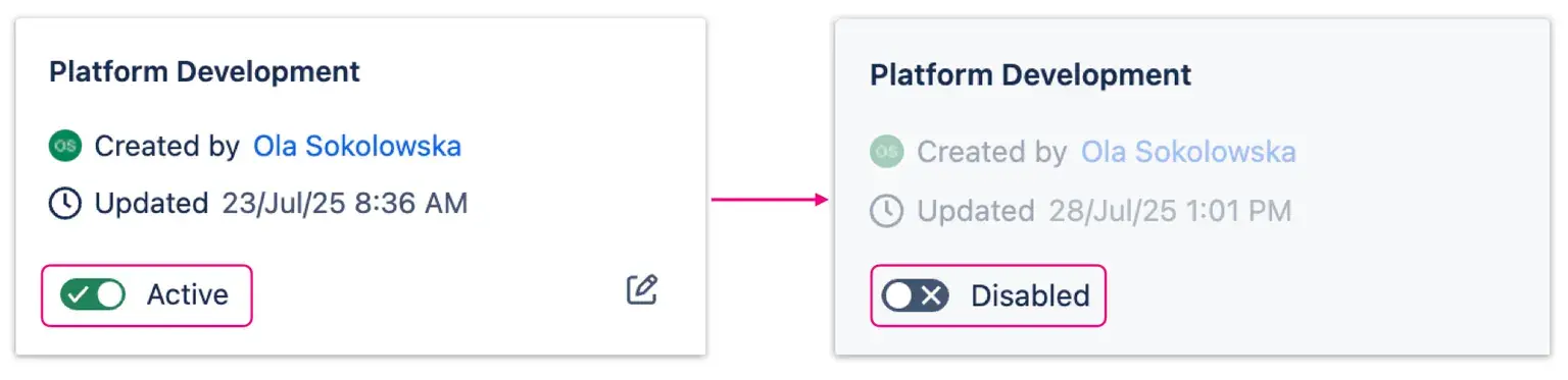 Enabling and disabling the Testing Project in Jira test managament tool - Appsvio Test Management.