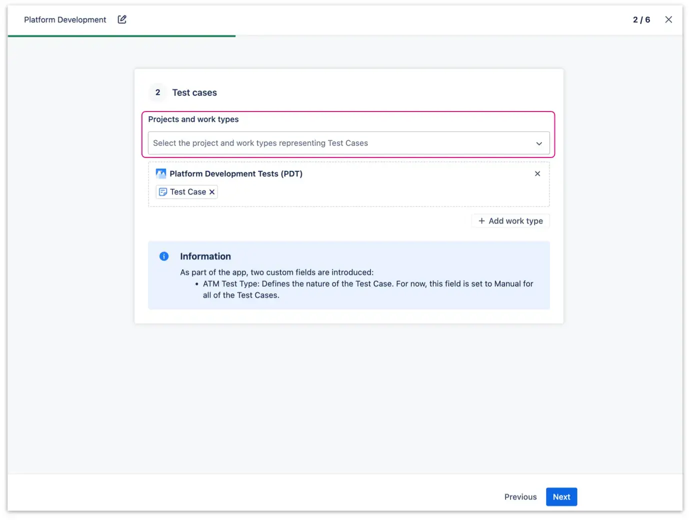 Screen for defining issue types within the Jira testing tool - Test Cases section.