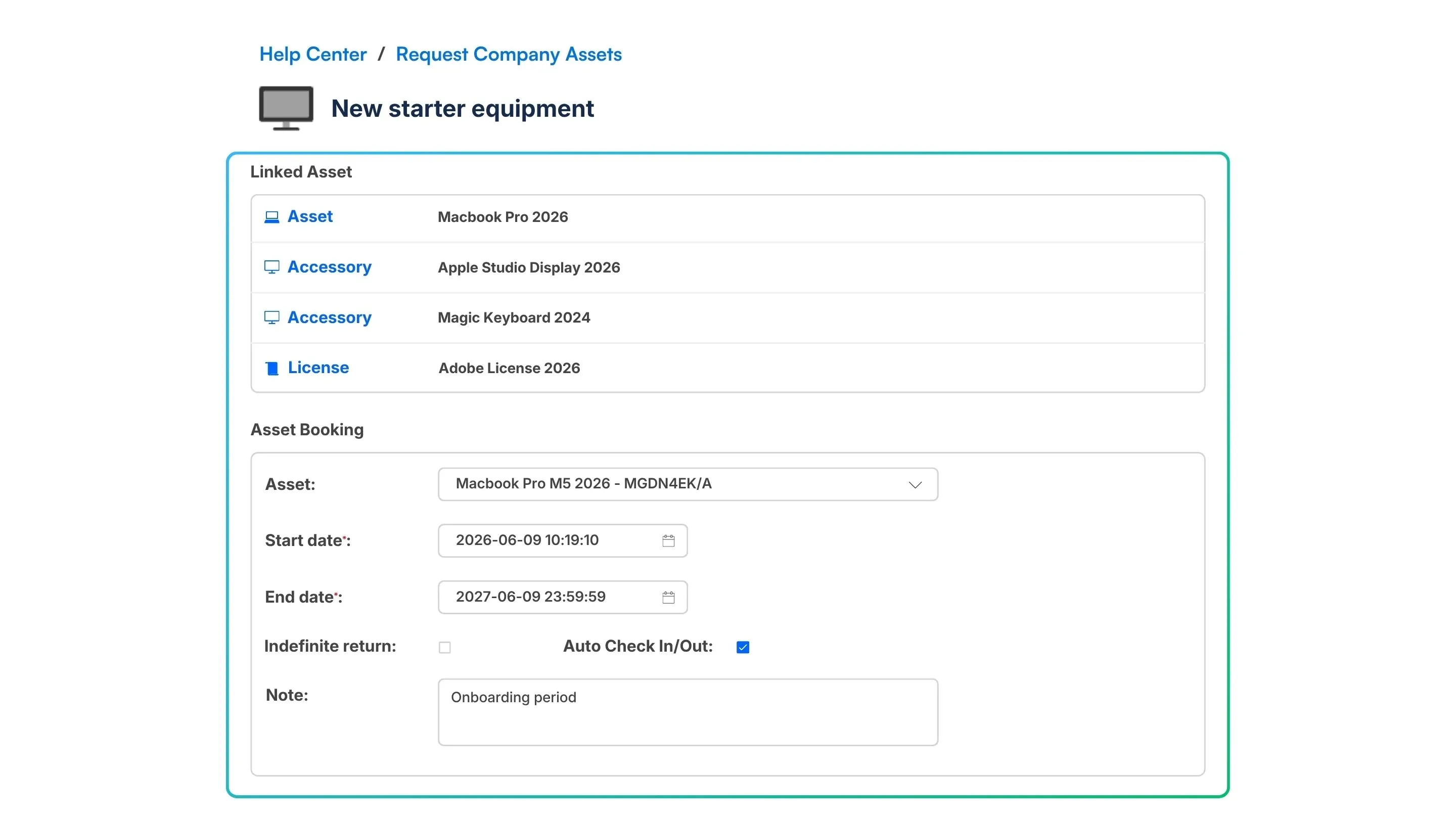 Direct asset allocation and booking from the inventory database