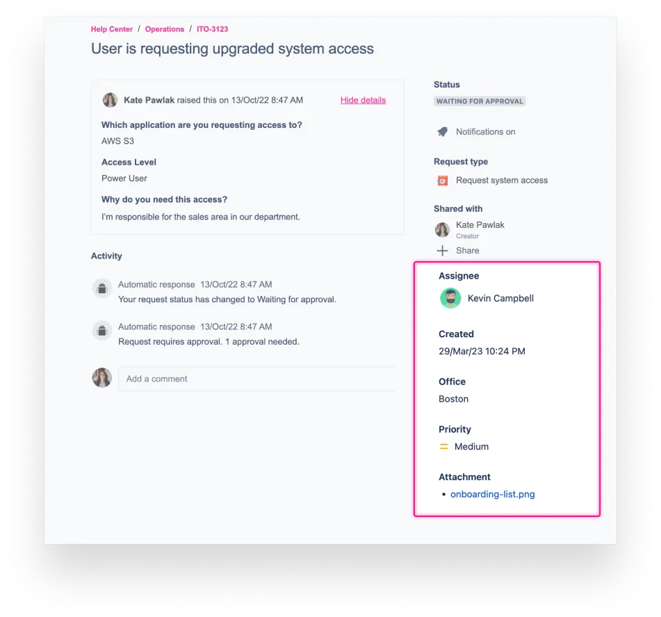 Customer Portal with additional field values