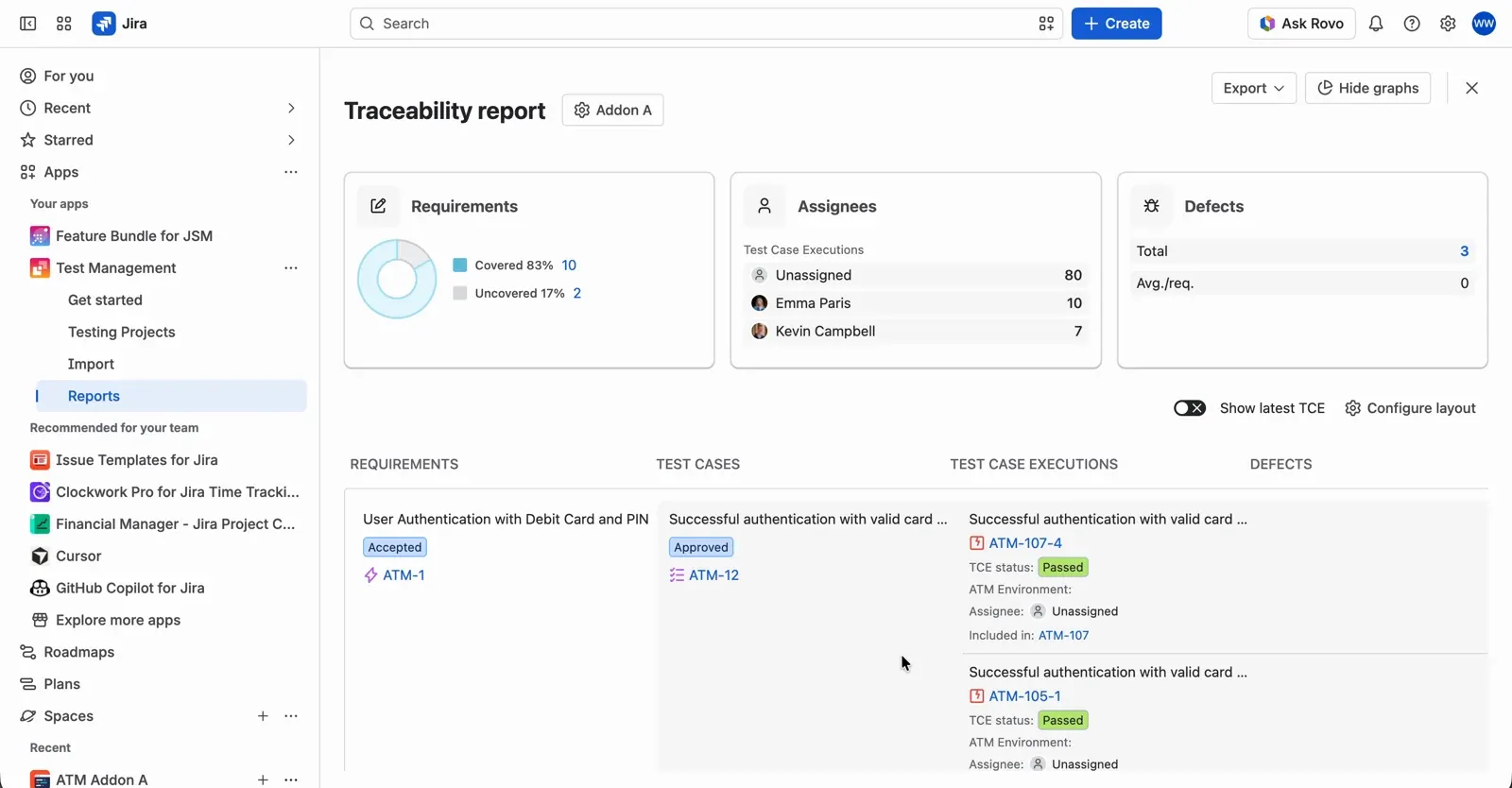 Traceability report