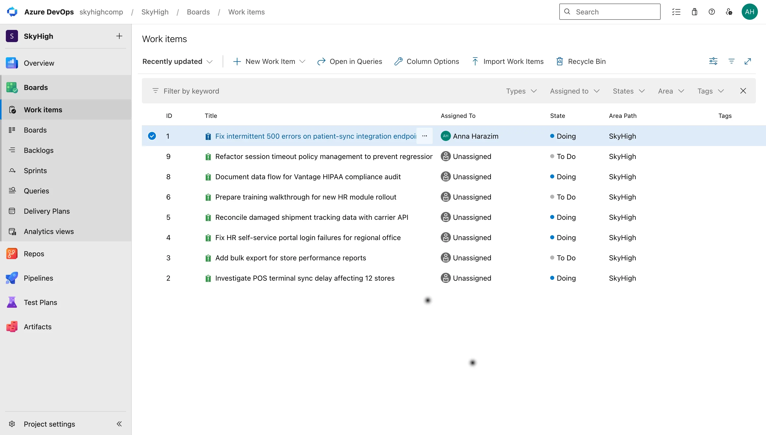 Azure DevOps tickets