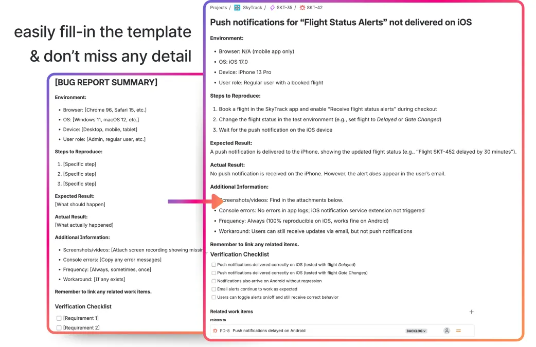 Bug Repport template