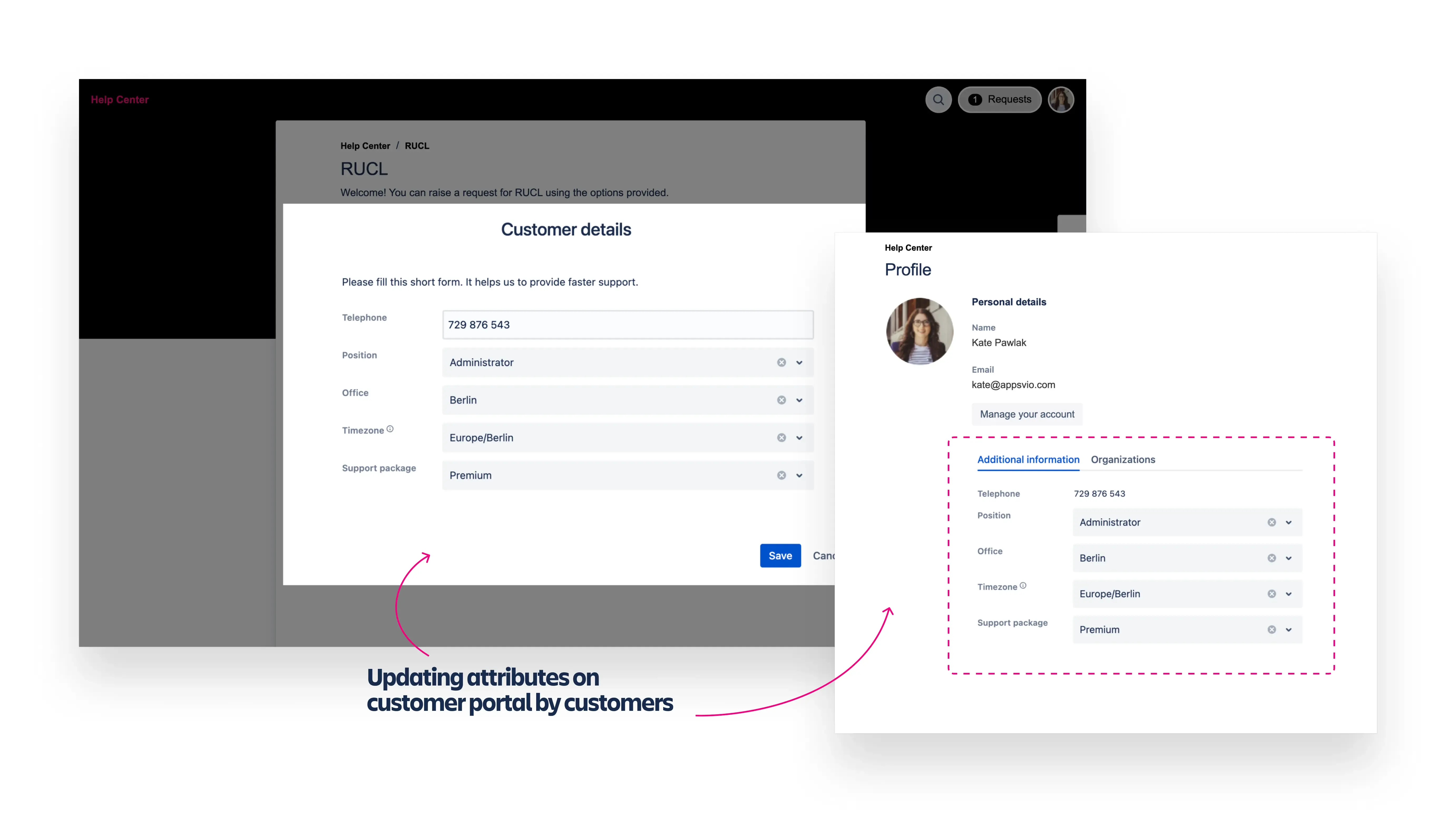 Perspective dialog on Portal