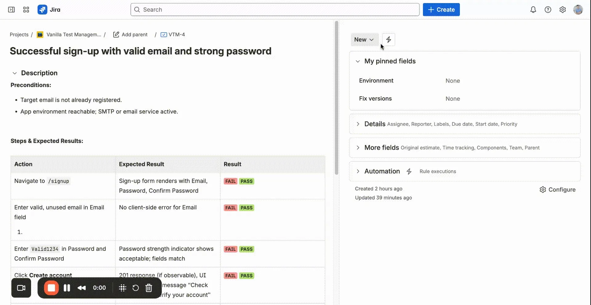 Test Execution with Jira Automation