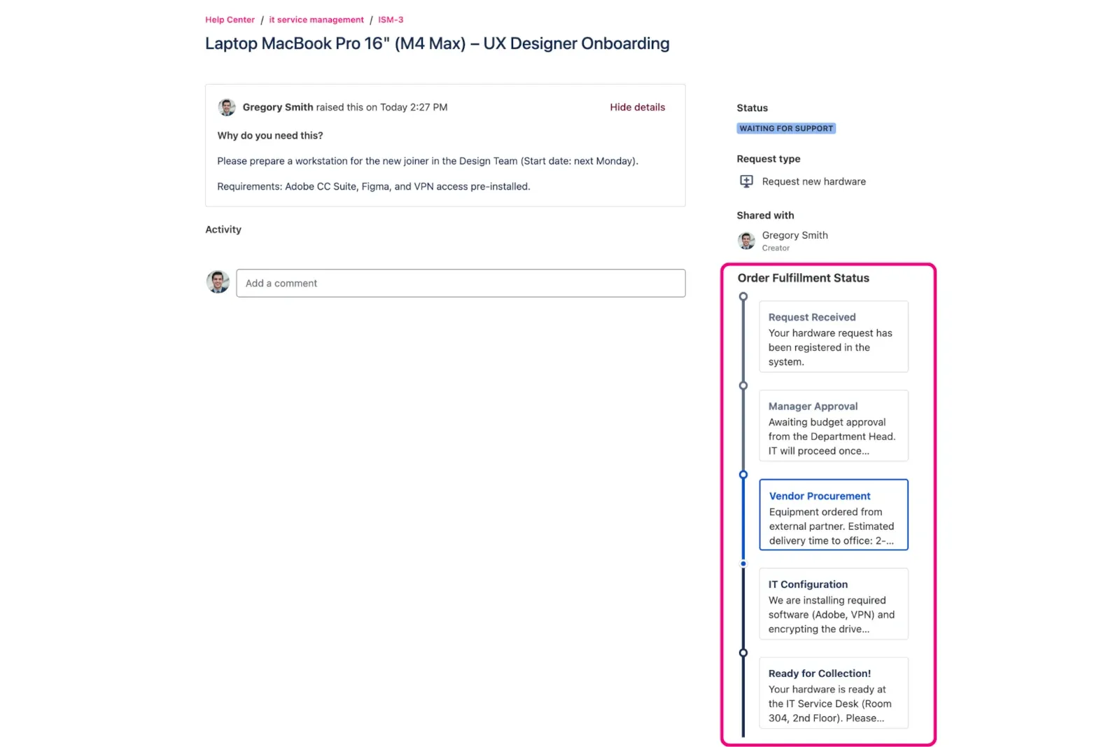 Vertical Ticket Journey in Feature Bundle for Jira Service Management