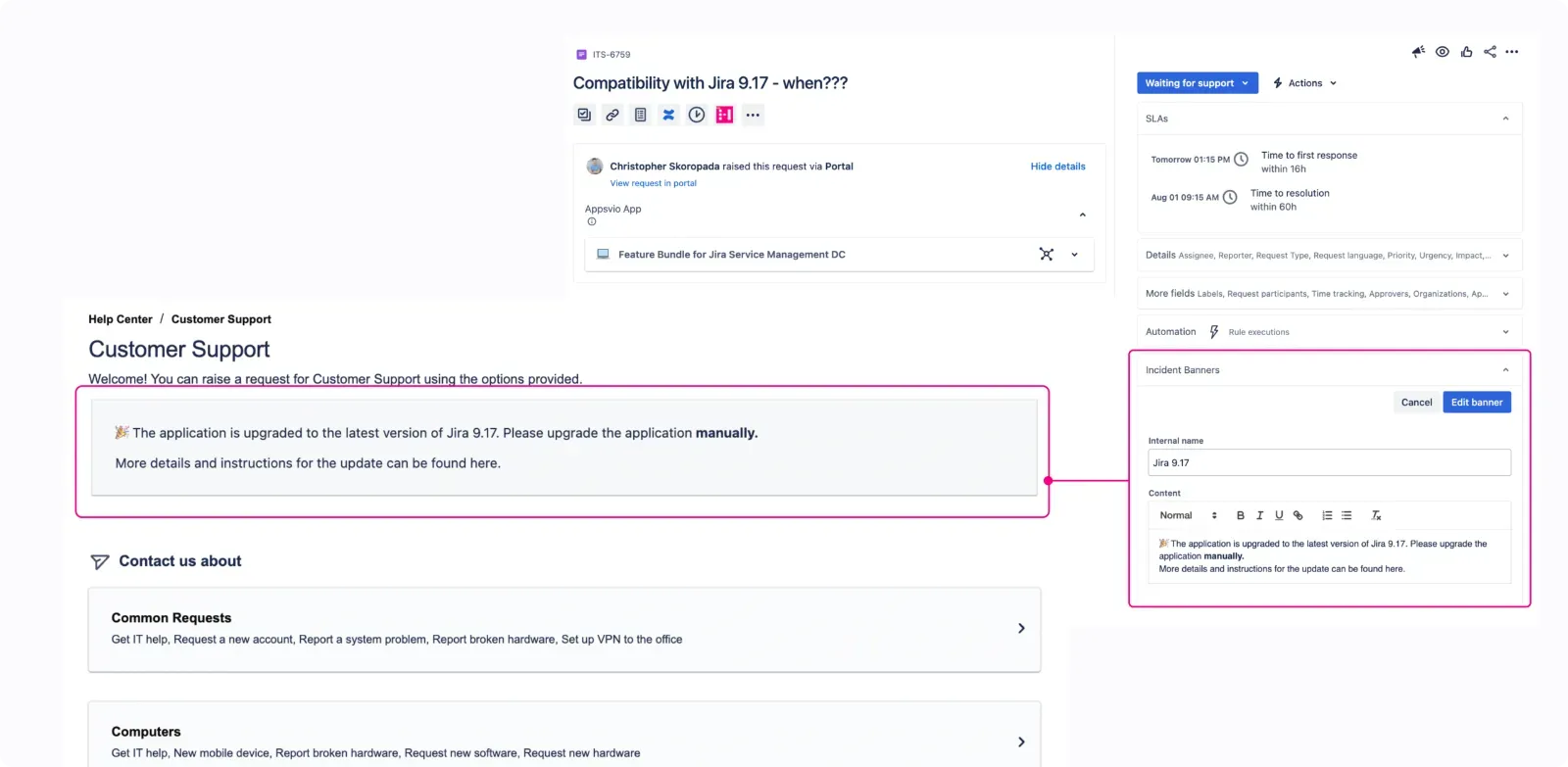 Incident Banners on Portal