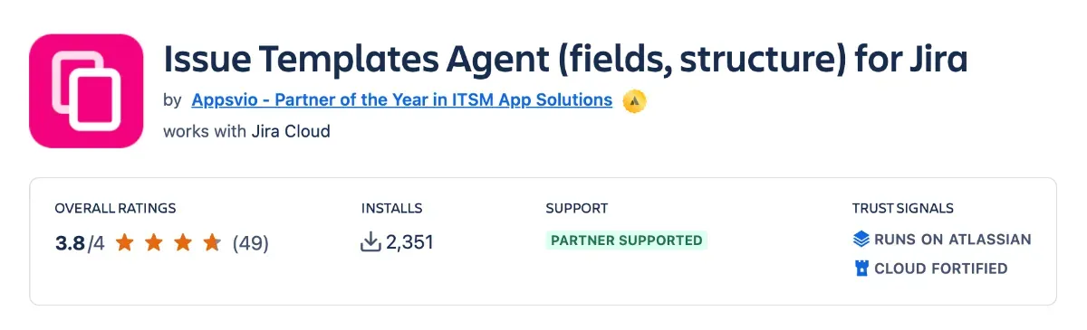 Issue Templates Agent listing on Marketplace