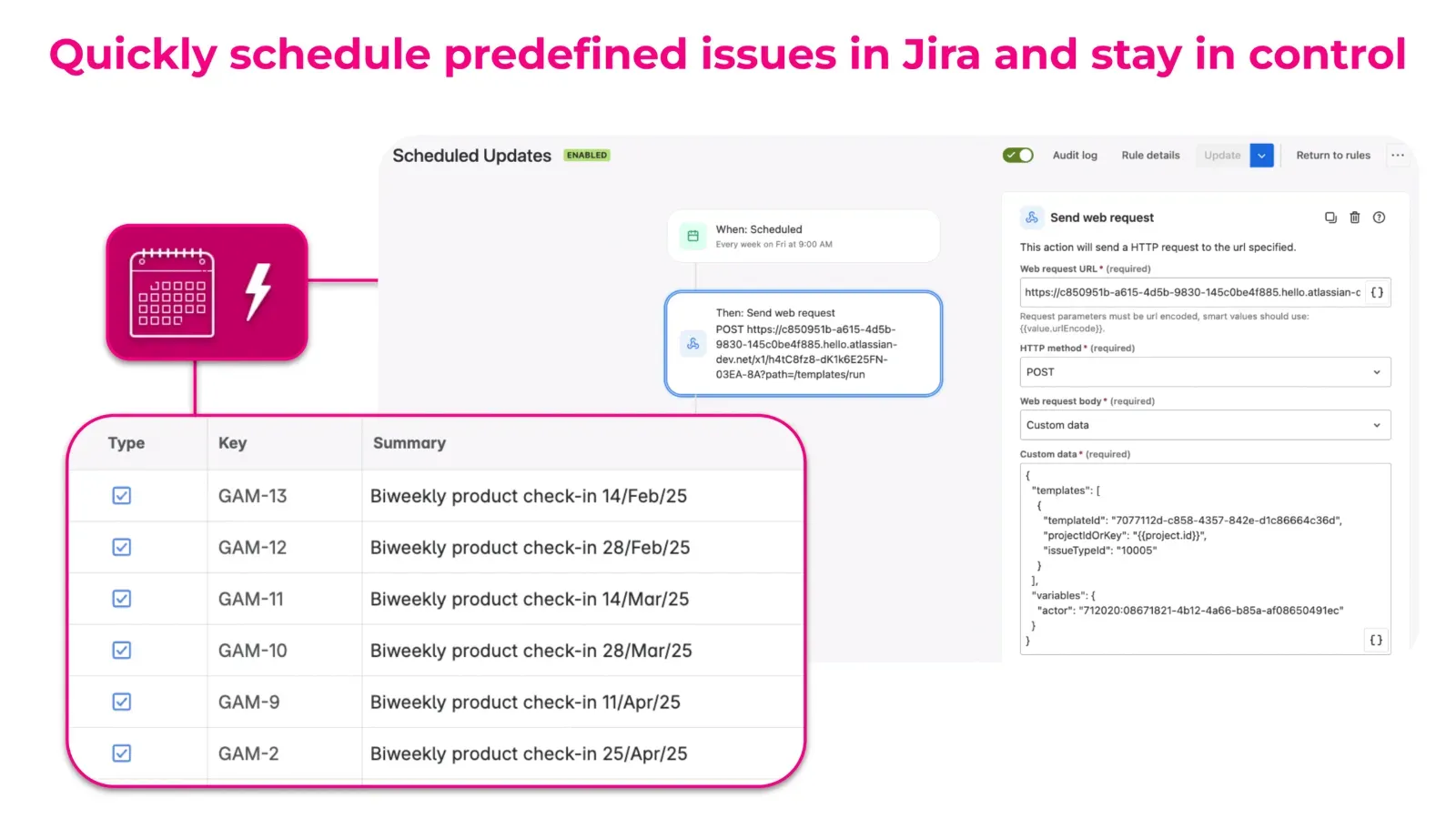 Issue Templates Agent in Automation Schedule Issues