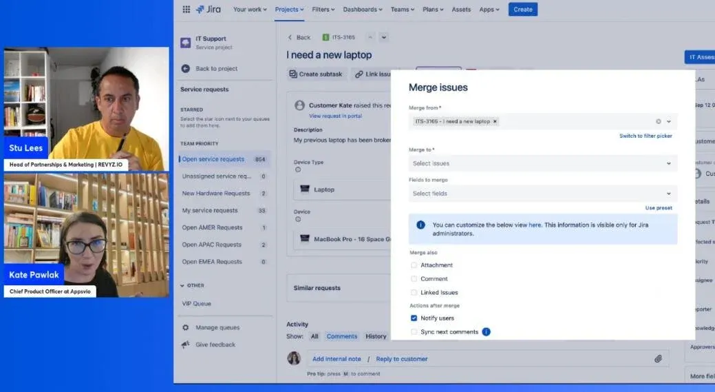 Jira ITSM How to Merge Tickets