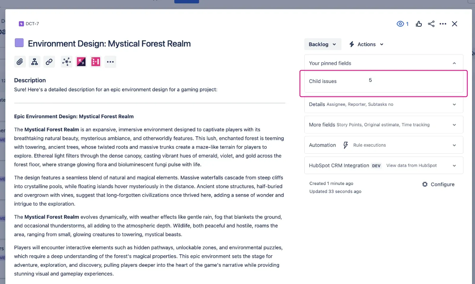 Number of child issues on issue