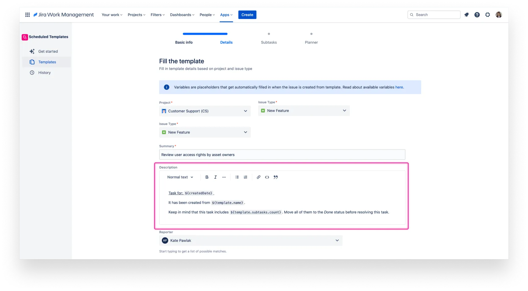 Issue Scheduler Fields