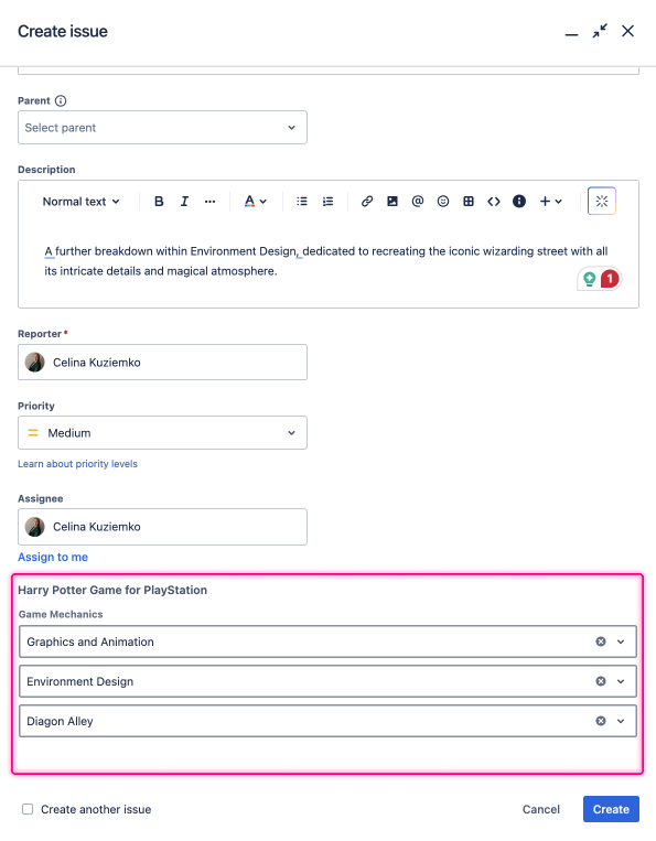 multilevel-select-create-jira-issue