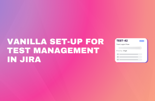 "Vanilla Set-Up for Test Management in Jira" headline featuring a Jira-style task card labeled "TEST-42" with a "To Do" status.
