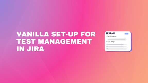 "Vanilla Set-Up for Test Management in Jira" headline featuring a Jira-style task card labeled "TEST-42" with a "To Do" status.