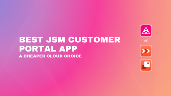 Best JSM Customer Portal App: A Cheaper Cloud Choice "Best JSM Customer Portal App: A Cheaper Cloud Choice" title comparing three different software app icons vertically.